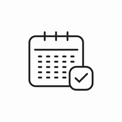 calendar check mark icon sign vector