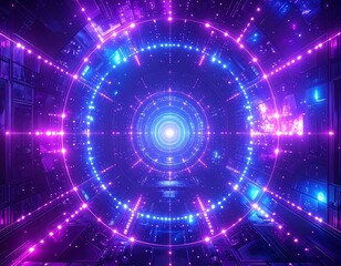 Futuristic, glowing circular tunnel