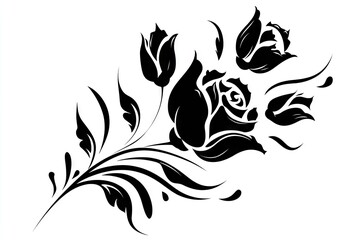 Ornate black and white floral design.