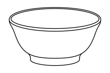 An empty round bowl for serving food outline vector