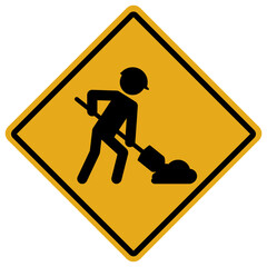 Diamond shaped yellow and black men at work or road work sign vector