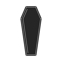 Top view of a black funeral casket or coffin with the lid on silhouette icon vector
