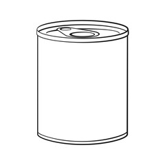 A tin can of canned food with a ring pull top oultine vector