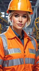 Woman in industrial safety gear