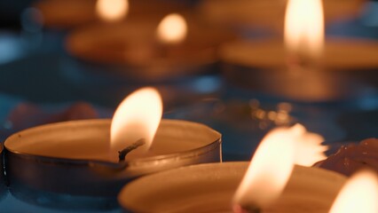 Traditional lanterns, candles floating in the river for Diwali celebrations