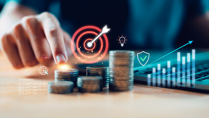 Concept of smart financial planning, digital wealth growth, and data-driven decision-making. Ideal for fintech campaigns, business content, and technology-driven investment presentations.