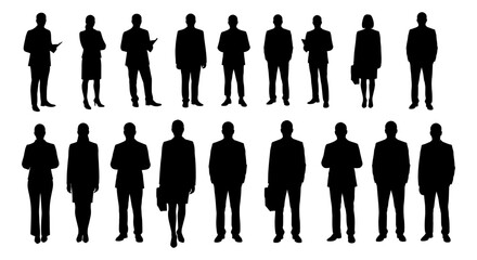 Silhouette Collection Diverse Business People Poses