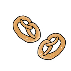 two pretzels on a white background color vector illustration