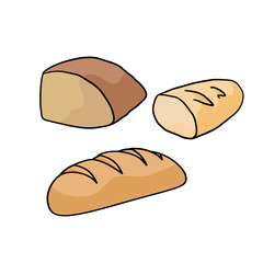 sliced ​​loaves of white and black bread on white background 