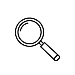 Minimalist Magnifying Glass Vector Icon in Black Outline for Search and Exploration