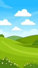 Fototapeta premium Springtime hills, bright sky