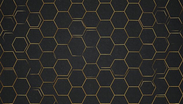 Dark honeycomb pattern with gold lines