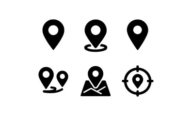 Minimalist location pin icons set: navigation and mapping symbols
