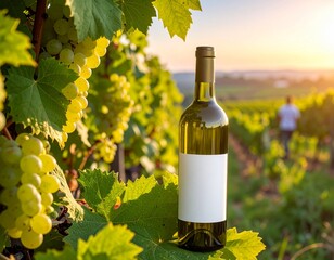 Fototapeta premium wine bottle and grapes