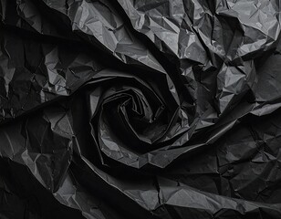 Abstract close-up of crumpled black paper
