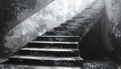 Dark, interior stairs