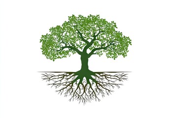 Obraz premium Majestic tree with extensive roots against a white background.