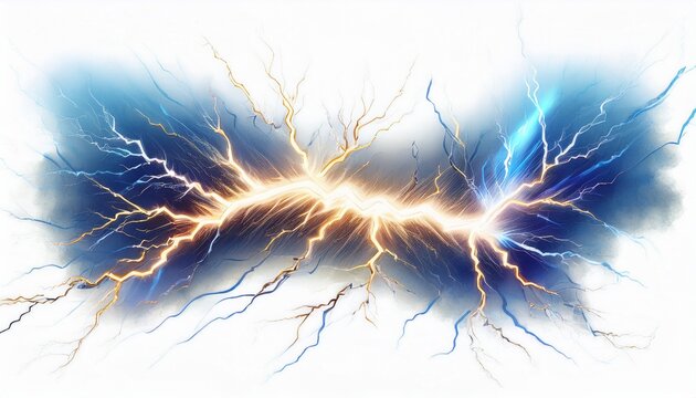 lightning crack with glowing edges and electric sparks on white background - Powered by Adobe