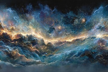 Cosmic Nebulae Streaks In Deep Space