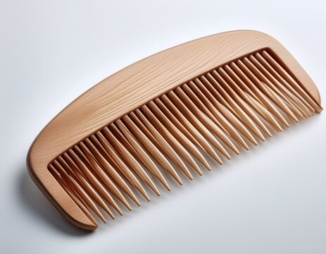 a wooden comb pastel tone or minimalist design unbranded no label no text no logo clean surface isolated on a pure white background with no shadow ultra high resolution 8k 300dpi