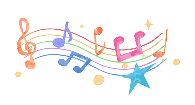 Watercolor Music Notes. Vector illustration for your creative design. 