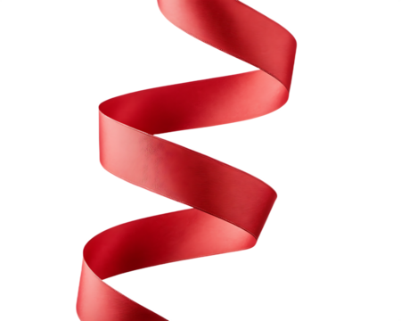 Flowing red ribbon isolated on a transparent background - Powered by Adobe
