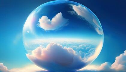 celestial sphere a mesmerizing spherical encapsulation of a vibrant clear blue sky adorned with fluffy cotton like clouds creating a sense of serenity and boundless space