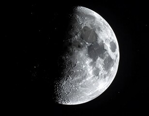 Half moon in dark sky