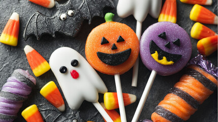 Halloween candy and treats on a table