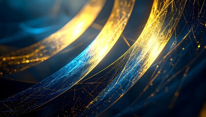 Glowing, curved lines intersect, creating abstract patterns