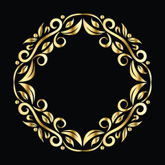Vector set of decorative elements for design. Elegant line art frames for invitations, greeting cards, scrapbooking. Golden elements on black background
