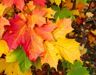 Fototapeta premium Vibrant autumn leaves in various shades (1)