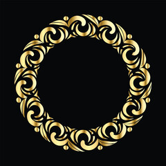 Vector set of decorative elements for design. Elegant line art frames for invitations, greeting cards, scrapbooking. Golden elements on black background
