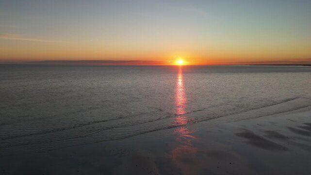 Sunrise on Dany Beach, Corny Point, Yorke Peninsula, South Australia &ndash; 4K Aerial Drone Footage of Scenic Coastline, Calm Waters, Sandy Shores and Morning Glow Along Australian Coastline