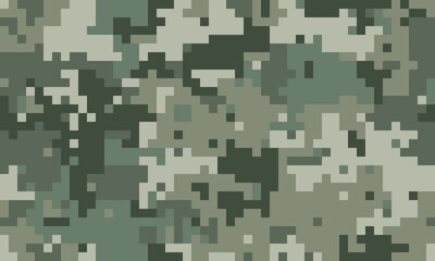 Abstract pixelated camouflage pattern in shades of green and beige.  Perfect for backgrounds, textures, or militarythemed designs.  Versatile and stylish, evokes a sense of concealment and mystery.