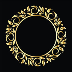 Vector set of decorative elements for design. Elegant line art frames for invitations, greeting cards, scrapbooking. Golden elements on black background
