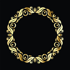 Vector set of decorative elements for design. Elegant line art frames for invitations, greeting cards, scrapbooking. Golden elements on black background
