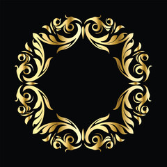 Vector golden frame. Elegant element for design in Eastern style, place for text. Floral golden border. Lace illustration for invitations and greeting cards.