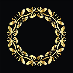 Vector golden frame. Elegant element for design in Eastern style, place for text. Floral golden border. Lace illustration for invitations and greeting cards.