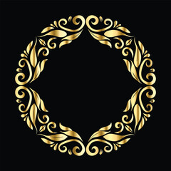 Vector golden frame. Elegant element for design in Eastern style, place for text. Floral golden border. Lace illustration for invitations and greeting cards. © printeye