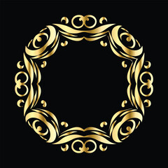 Vector golden frame. Elegant element for design in Eastern style, place for text. Floral golden border. Lace illustration for invitations and greeting cards.