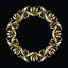 Vector golden frame. Elegant element for design in Eastern style, place for text. Floral golden border. Lace illustration for invitations and greeting cards.