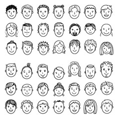 Simple black and white cartoon faces