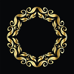 Vector golden frame. Elegant element for design in Eastern style, place for text. Floral golden border. Lace illustration for invitations and greeting cards.