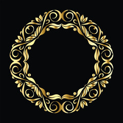 Vector golden frame. Elegant element for design in Eastern style, place for text. Floral golden border. Lace illustration for invitations and greeting cards.