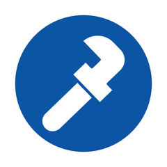 Simple Blue Wrench Icon Representing Plumbing and Repair Services