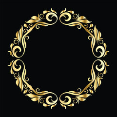 Vector golden frame. Elegant element for design in Eastern style, place for text. Floral golden border. Lace illustration for invitations and greeting cards.