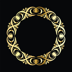 Vector golden frame. Elegant element for design in Eastern style, place for text. Floral golden border. Lace illustration for invitations and greeting cards.