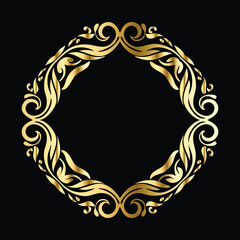 Vector golden frame. Elegant element for design in Eastern style, place for text. Floral golden border. Lace illustration for invitations and greeting cards.