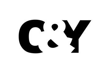 CY logo design in bold style. Black white identity symbol. Modern typography emblem. Corporate branding icon.
